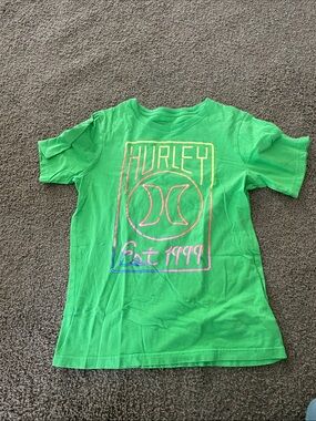 Hurley Bright Green Tee with Neon Multi-Color Logo